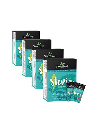 اشتري SweetLeaf Stevia Packets - Zero Calorie Natural Stevia Powder, No Bitter Aftertaste, Sugar Substitute for Keto Coffee, Nothing Artificial, Non-GMO Stevia Sweetener Packets, 70 Count (Pack of 4) في الامارات