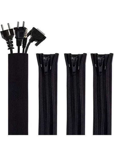 Buy 4 Pack 0.5M Black Braided Cable Sleeves, TV Table Wire Management Sleeve Covers, Computer Cable Sleeves with Flame Retardant Wire Organizer and Protector in Saudi Arabia