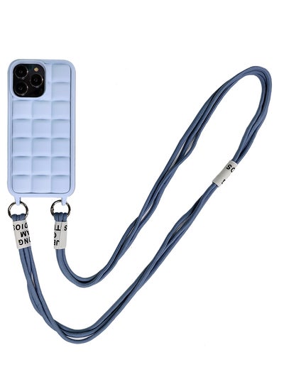 اشتري Crossbody Cute Lanyard Strap Case For iPhone 14 Pro Max Necklace Cord Candy Silicone Soft Cover Blue في الامارات