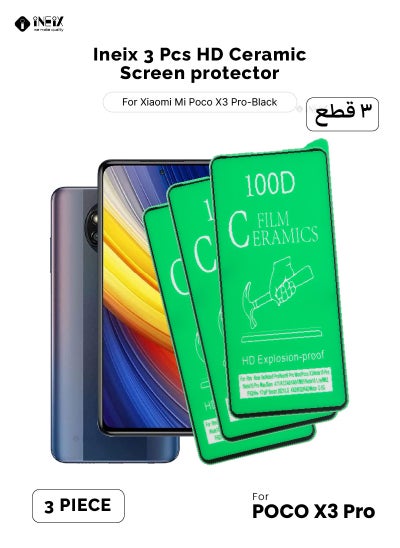 Buy 3 Pcs HD Ceramic Screen Protector For Xiaomi Poco X3 Pro - Black/Clear in Saudi Arabia