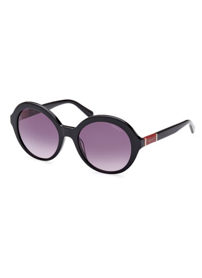 اشتري Women's UV Protection Round Shape Acetate Sunglasses GA809401B55 - Lens Size: 55 Mm - Shiny Black في الامارات