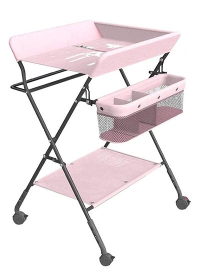 اشتري Portable Baby Changing Table with Wheels and Storage Rack and Bag, Multifunctional Newborn Dressing for Clothes Massage في الامارات