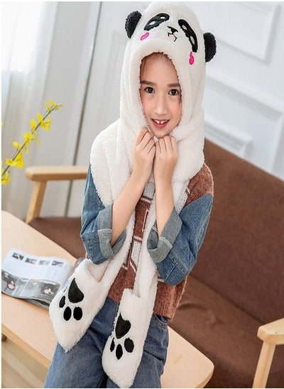 Buy Autumn Winter Hat Scarf Gloves Women Sets Students Kawaii Panda Thick Warm Female Scarves Sets in Saudi Arabia