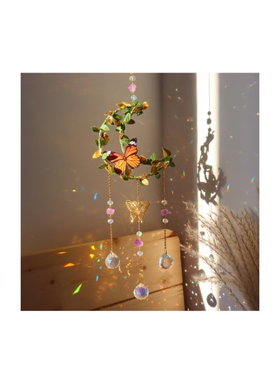 اشتري Moon Crystal Suncatcher, Hanging Moon Sun Light Catcher with Glass Prisms, Healing Amethyst Crystal Decor for Home, Moon Bohemian Wall Decor for Gifts في السعودية