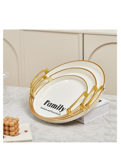 Buy Serving Tray Set of 3 Pcs Serving Tray Snack Tray Round Shape in UAE