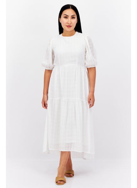 Buy Women Plain Midi Dress, White in UAE