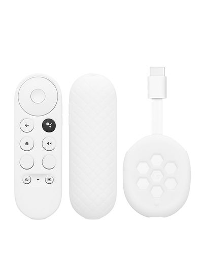 Buy Silicone Remote Cover Set Compatible with Google Chromecast 2020 4K, Anti-Slip Shockproof TV Set Top Box Sleeve Cover (White) in UAE