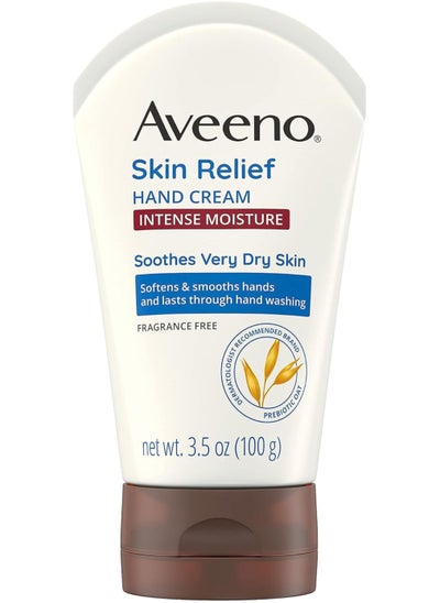 Buy Aveeno Skin Relief Intense Moisture Hand Cream with Soothing Oat and Rich Emollients for Dry Skin, 24 Hour Moisture, Fragrance and Steroid Free, 3.5 oz in UAE