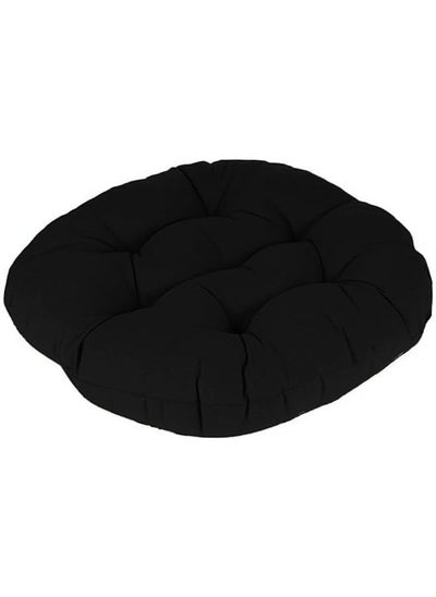 Buy In House | Round Decorative velvet Upholstered Chair Cushion - 37x38 cm - Black in Saudi Arabia