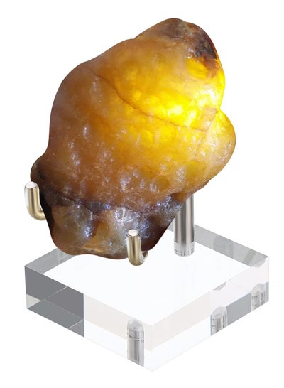 Buy Small Size Adjustable Golden Metal Arm Display Stand Easel with Square Acrylic Base, Display Holder fit for Geodes Rock,  Mineral, Agate ,Fossil, Coral, Coin, Metal Arm Display Stand Easel in UAE