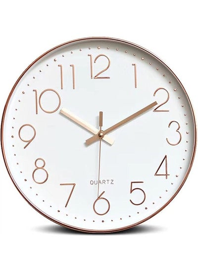 Buy Wall Clock 12-inch Silent Non-Ticking Round Wall Clocks Battery Operated Easy to Read for Living Room Home Office School(Gold) in Saudi Arabia