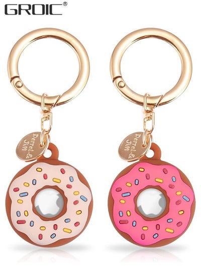 Buy 2 Pack Apple Airtag Keychain Donut Case for AirTag Tracker, Silicone Protective Case Secure Holder with Key Ring, Anti-Drop Scratch Airtag Holder, Anti-Lost Keychain Accessories for Kids Pets in Saudi Arabia
