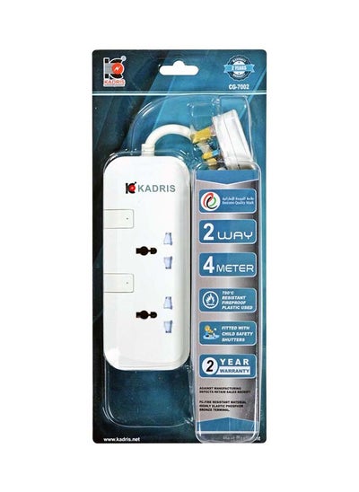 اشتري Power Strips CG7002 Heavy Duty Extension Cord with 2 way Outlets with switches, Charging Socket with 4 meter Heat resistant  Extension Cord (White) في الامارات