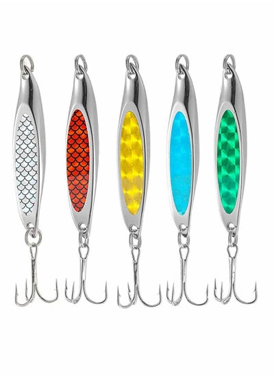 Buy Fishing Lure Set, 5 Pcs Metal Hooks, Lure Sequins Spoons with Hard Bait, Sea Lake Lure Tool in Saudi Arabia