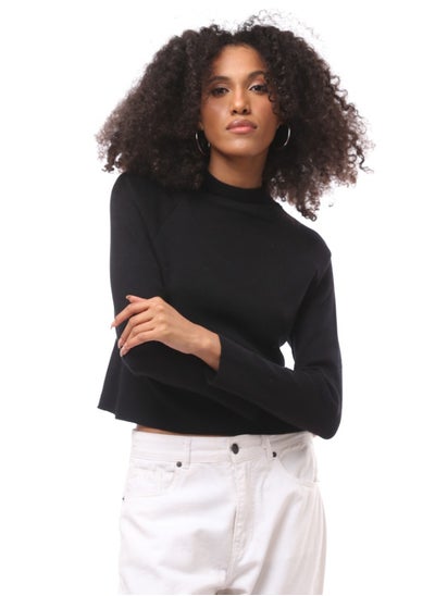 اشتري Black Mock Neck Solid Basic Pullover في مصر