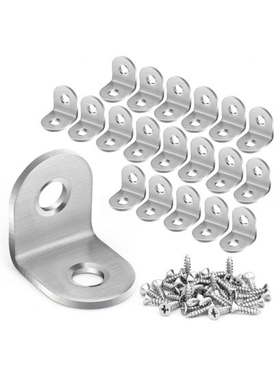 Buy Corner Brace L Shaped Bracket, 20pcs Stainless Steel Corner Code Decorative Joint Right Angle Bracket for Shelf Supports Fixing Wood Furniture Chair Table Cabinet Bed with Screws (20x20x16mm) in UAE