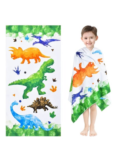 Buy Watercolor Dinosaur Beach Towel, 150 * 70cm Microfiber Dino Camping Towels for Boys Kids, Quick Dry Ultra Absorbent Super Soft Beach Blanket Pool Travel Swimming Bath Shower Towel in Saudi Arabia