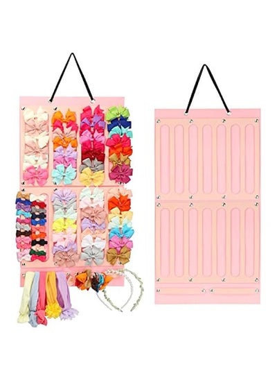 اشتري Hair Bows Holder w/Large Capacity, Hair Clips Storage Hanger w/16 Ribbons, Hair Bows Organizer, Baby Accessory Display w/Sturdy Rope, Wall Hanging for Girl Room, Nursery Decors في الامارات