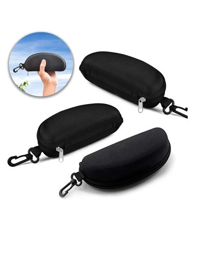 اشتري Sunglasses Case Zipper Shell Eyeglasses 3 Pack, with Plastic Carabiner Hook Portable Travel Zipper Eyeglasses Case في الامارات