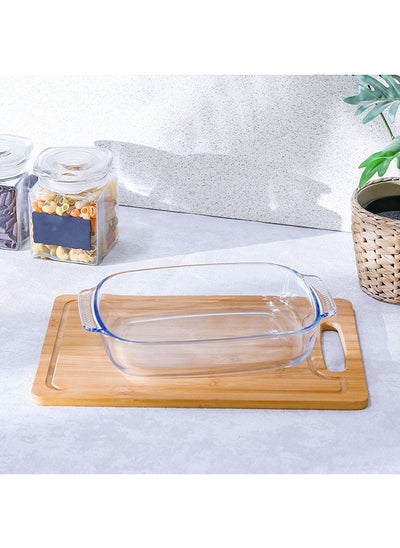 Buy Fissman Glass Bakeware With Handle 3800Ml Glass Roaster Clear Baking Dish Oven Proof Cooking Dish For Cooking Kitchen Dining L38Xw25.4Xh6.5Cm - White in UAE