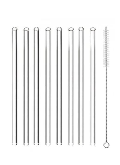 اشتري 9-Piece Glass Drinking Straw With Cleaning Brush Set في السعودية