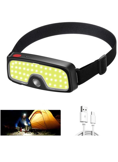 Buy Rechargeable Headlamp Flashlight, 5000 Lumen Wide Beam Led Headlamp, 5 Lighting Modes, Lightweight Waterproof Light Bar Headlamp, Suitable for Outdoor, Running, Fishing, Camping in UAE