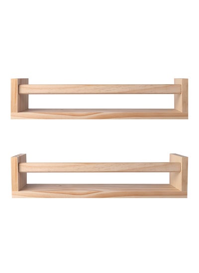 Buy 2-Pieces Floating Wall Shelves Natural Wood Floating Wall Book shelf Nursery Book shelves For Bathroom Decor Kitchen Spice Rack Book shelf Organizer in UAE