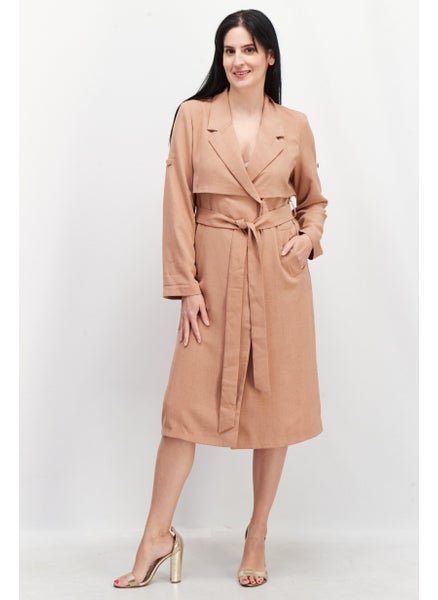 اشتري Women Solid Trench Coat Jackets, Rust في الامارات