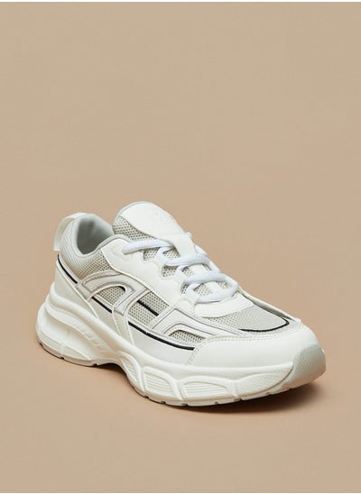 Buy Panelled Low Ankle Sneakers with Lace-Up Closure in Saudi Arabia