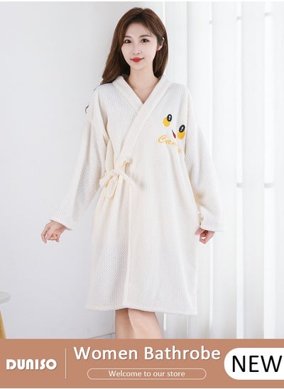 اشتري Women's Bath Robe, Wearable Bath Towel Wrap Shower Wrap Lightweight Long Knit Bathrobe, Soft Sleepwear Belted Bathrobe for Female في الامارات