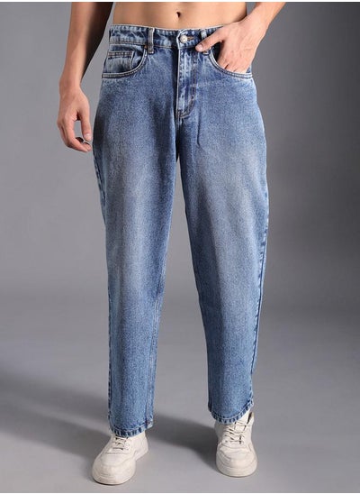 Buy Relaxed Fit Light Fade Cotton Jeans in Saudi Arabia