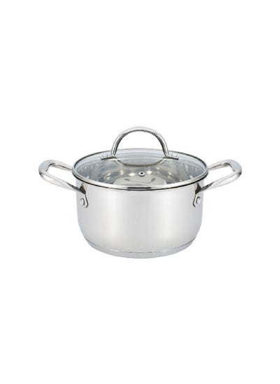 Buy Induction Base Casserole with Glass Lid Silver and Clear 24 cm CW-CR002 in Saudi Arabia