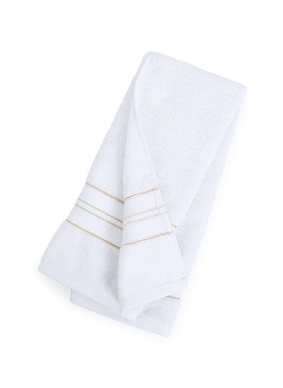 Buy Medley Hand Towel, White & Gold - 500 GSM, 50x80 cm in UAE