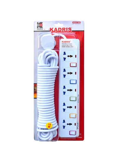 اشتري Power Strips 915 Heavy Duty Extension Cord with 5 way Outlets with individual switch, Charging Socket with 10 meter Heat resistant  Extension Cord (White) في الامارات