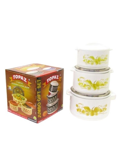 Buy Jumbo Hotpot 3Pc 2000 4000 6000Ml White in UAE