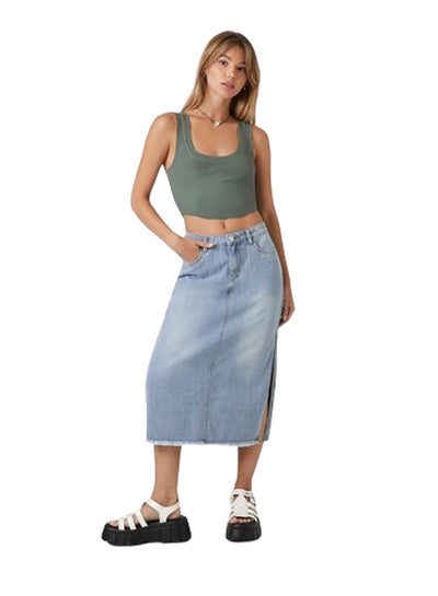 اشتري Frayed Denim Midi Skirt في مصر