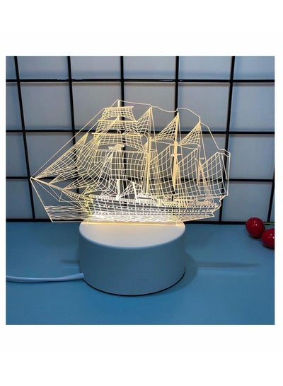 Buy 3D Night Light Led Lamp USB Powered Base with 3 Color Changing Led for Kids Bedside Table Lamp Decoration Gift for Lover Boys Girls Birthday Toys(Sailboat) in Saudi Arabia