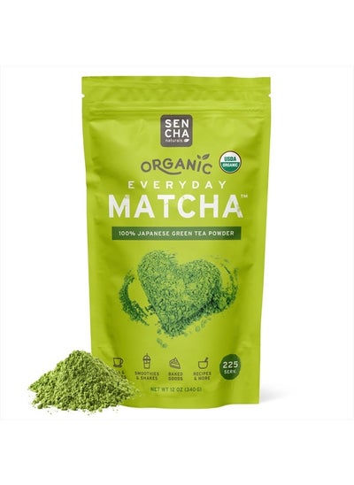 اشتري SEN CHA Naturals Organic Everyday Matcha Powder, Authentic Japanese Matcha Green Tea Powder, Premium First & Second Harvest Culinary Grade Organic Matcha Tea, Lattes & Baking, 12oz Bag (1 Pack) في الامارات