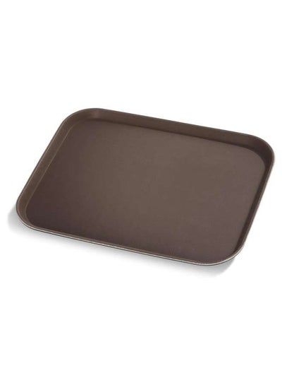 Buy Non Slip Plastic Slip Tray Rectangular Brown 30x40 cm in UAE