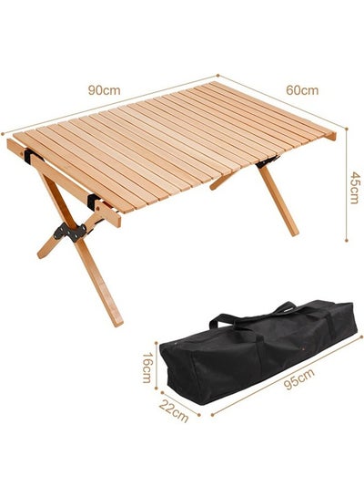 Buy Wooden folding table for trips and camping, size 90*60*45 cm in Saudi Arabia