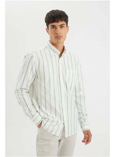 Buy Man Woven Regular Fit Polo Neck Long Sleeve Shirt in Egypt