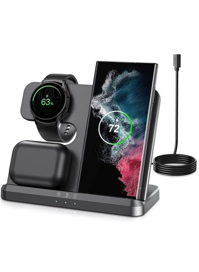 Buy Wireless Charger 15W  3 in 1 Fast Charger (black) in Egypt