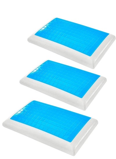 Buy 3-Piece Memory Foam Pillow Cooling Gel - Prevents Back Neck Pain + Free Bamboo Washable Cover Aloe Vera Back Stomach Side Sleepers Men Women - Aids Cervical Pain Soreness Standard (Gel Traditional) in UAE