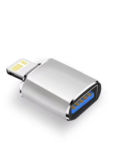 Buy iPhone Adapter to USB Lightning Male to Female USB OTG Flash Reader Apple iPhone Data Transfer OTG Data Sync Cable 3.0USB High Speed ​​Connector Port Silver in Saudi Arabia