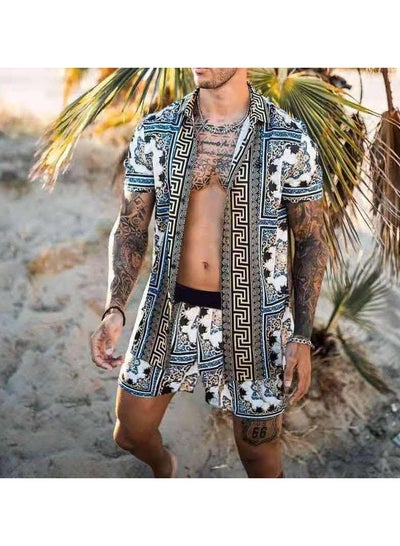 Buy Men's Shirt Casual Loose Shorts Beach Suit in Saudi Arabia