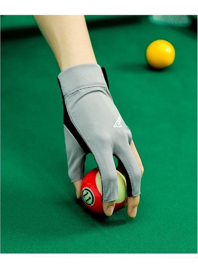 Buy Men Professional Billiards Gloves Lightweight and breathable Three Finger Open Finger Gloves Single pack Grey in UAE