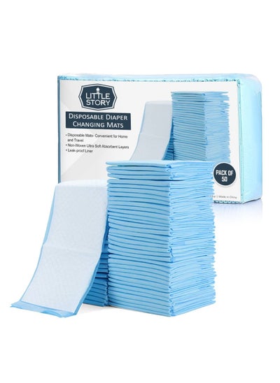 Buy Little Story -Disposable Diaper Changing Mats - Pack of 50pcs - Blue in Saudi Arabia