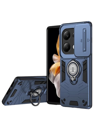 Buy GOLDEN MASK For Xiaomi Redmi Note 13 Pro 4G Armor Window Bracket Camera Shield Cover Camera Lend Protection With Ringe (Navy Blue) in Egypt