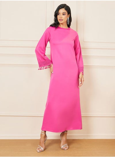 Buy Tassel Detail Sleeves Shift Maxi Dress in Saudi Arabia