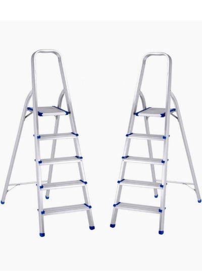 Buy SET OF 2 Professional Aluminum Folding Ladder Household Ladder With Wide Step 35*21*161cm in Saudi Arabia